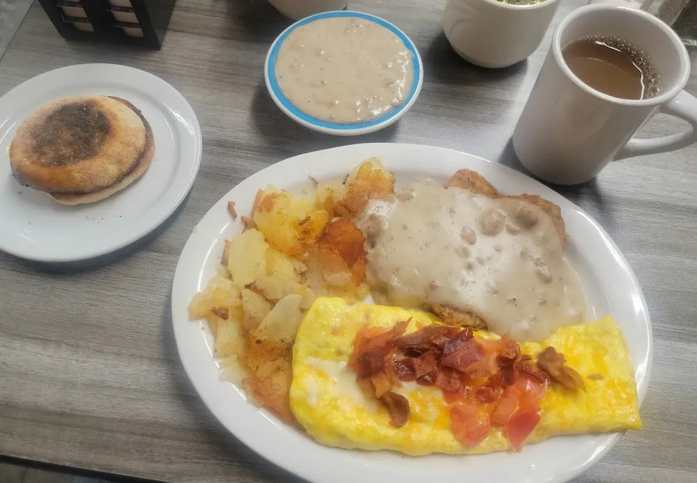 Country Fried Steak with Egg Omelette